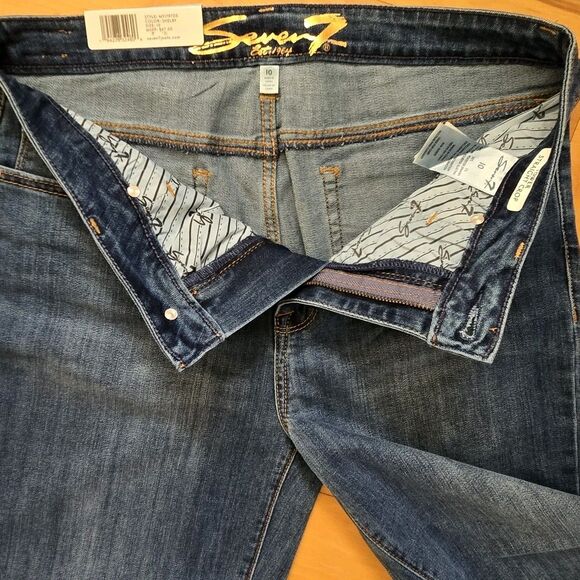 Seven7 Denim Jeans Tower Straight Shelby Crop Raw Hem 10 High Waist 32" NWT - Picture 7 of 12